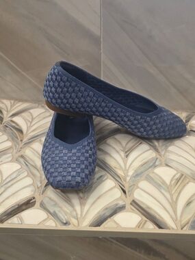 Vivaia Woven Knit Blue Ballet Flats for Women Size 39